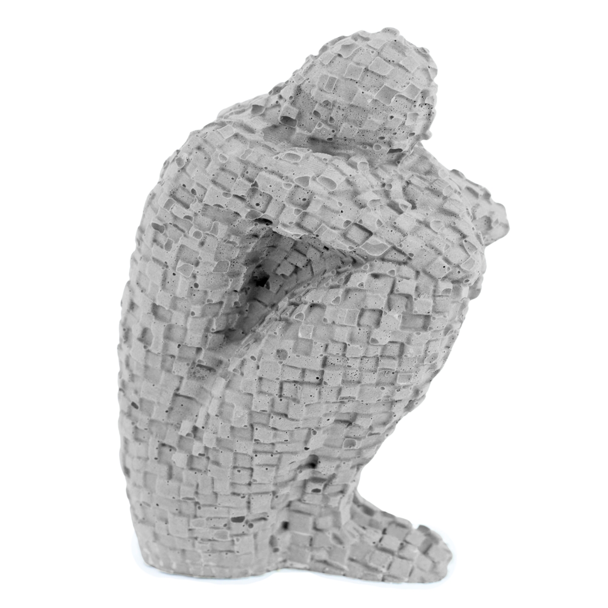 Estatua Pensador Artesanal Porta Livro 9,5x5,5cm Em Resina Mineral - Cinza