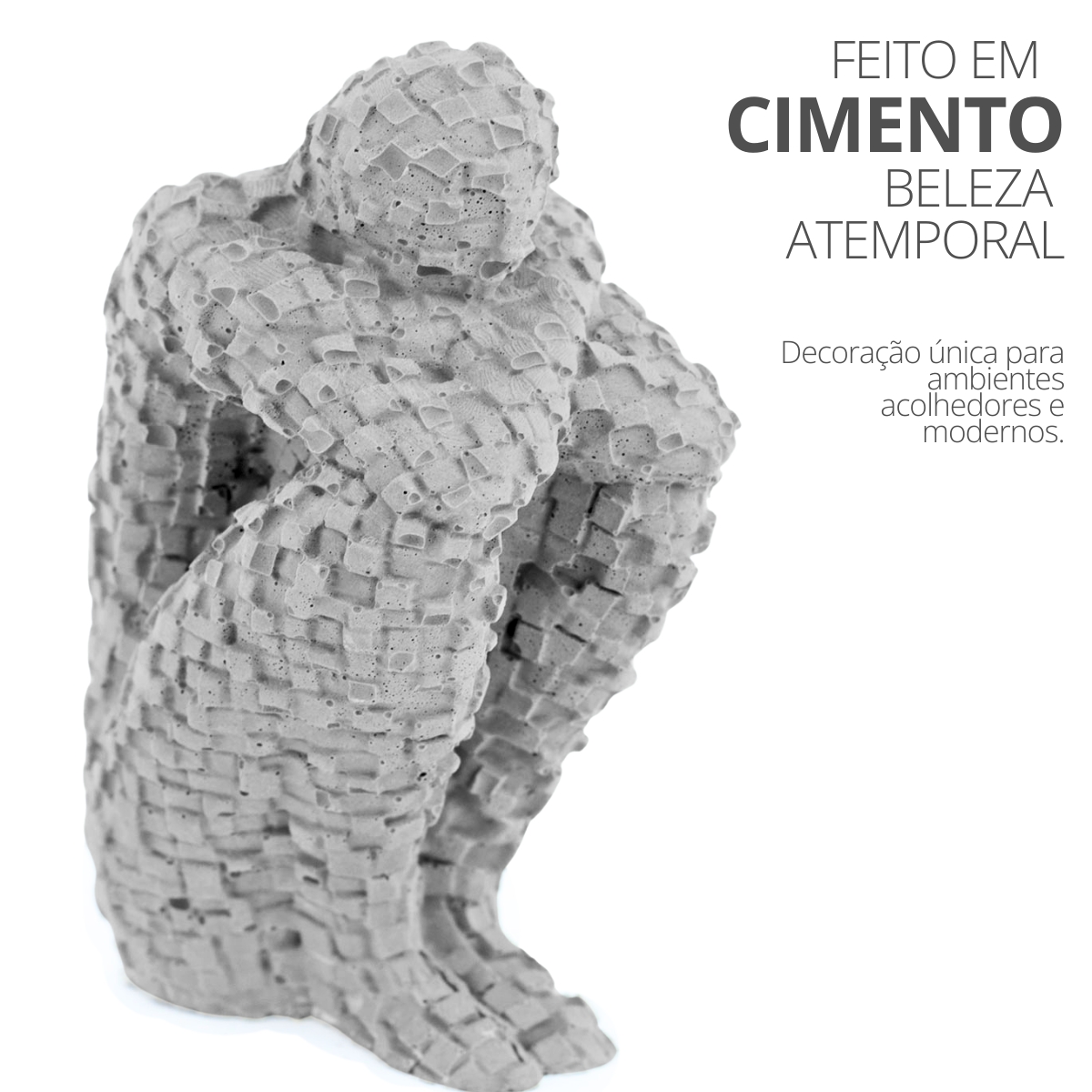 Estatua Pensador Artesanal Porta Livro 9,5x5,5cm Em Resina Mineral - Cinza