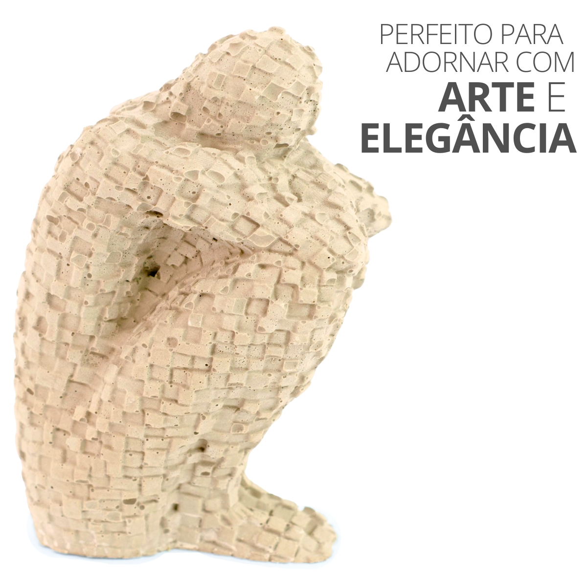 Estatua Pensador Artesanal Porta Livro 9,5x5,5cm Em Resina Mineral - Cinza