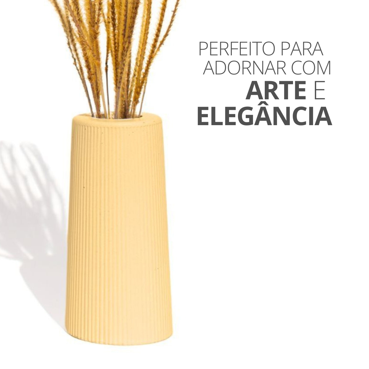 Garrafa Tubo Listras 9,5cm em Cimento Artesanal  - Amarelo