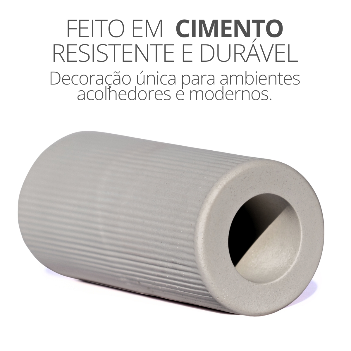 Garrafa Tubo Listras 9,5cm em Cimento Artesanal  - Branco
