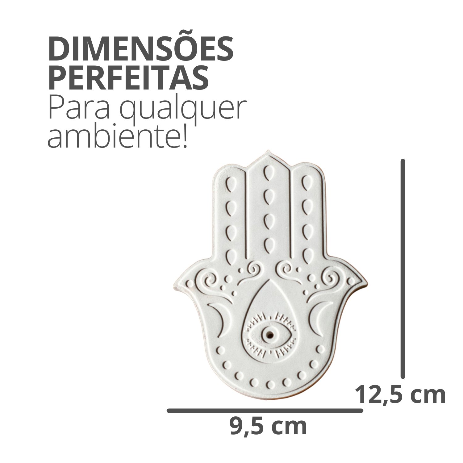 Incensário Aleta Artesanal Olho 12,5cm Mão de Fátima Cimento - Amarelo