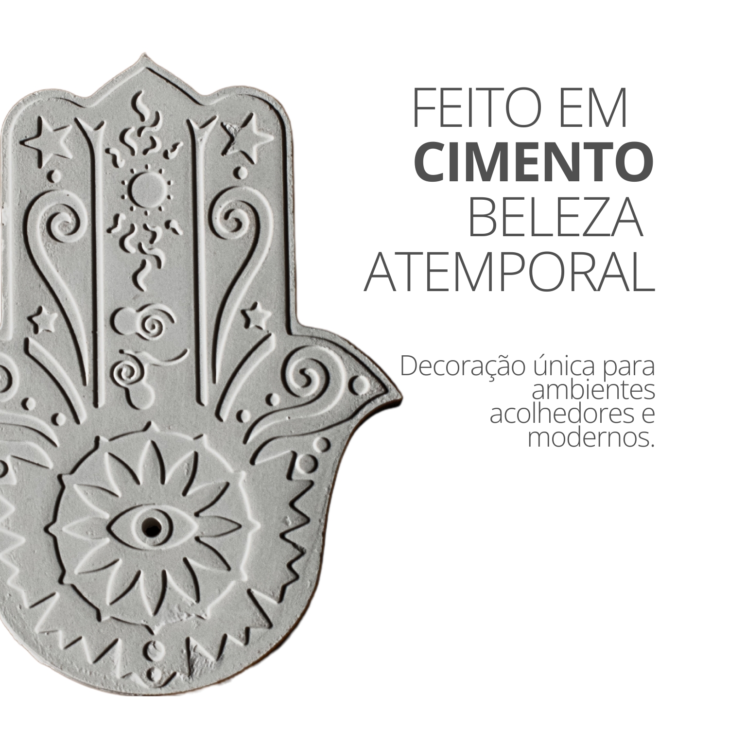 Incensário Artesanal Aleta Sol 12,5cm Mão de Fátima Cimento - Azul