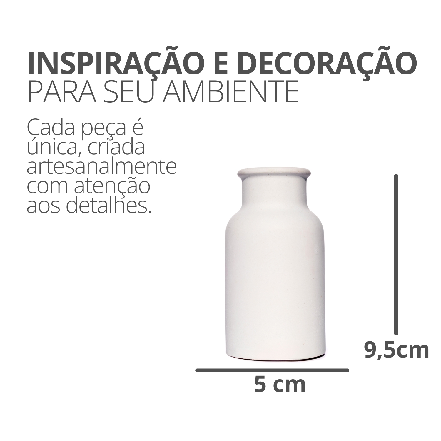 Mini Garrafa Lisa Clássica Artesanal 9,5x5m Em Cimento - Branco
