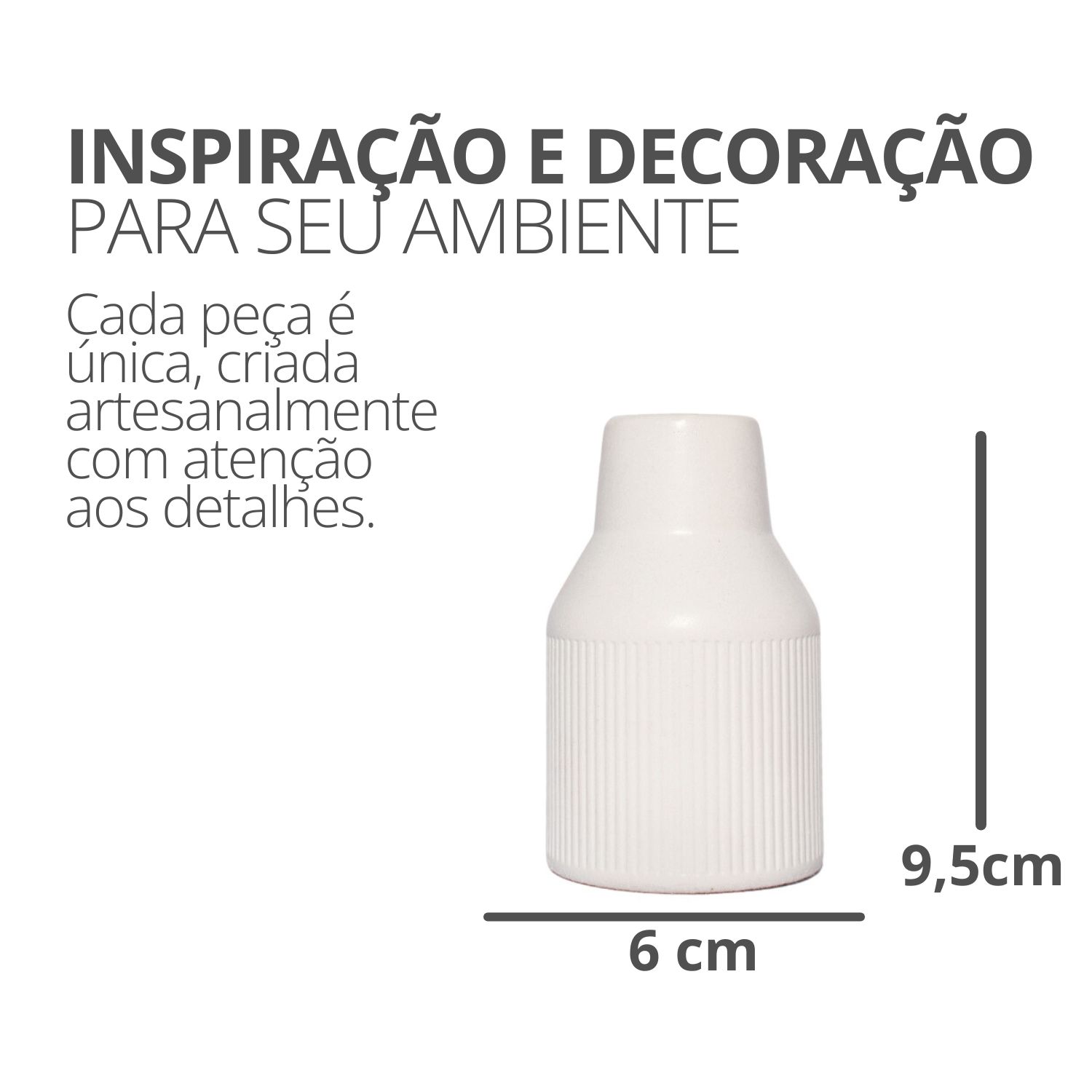 Mini Garrafa Tubo Listras Artesanal 9,5x6cm Em Cimento - Palha
