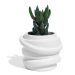 Mini Vaso Saturno Artesanal 7,5x6cm Em Resina Mineral - Branco