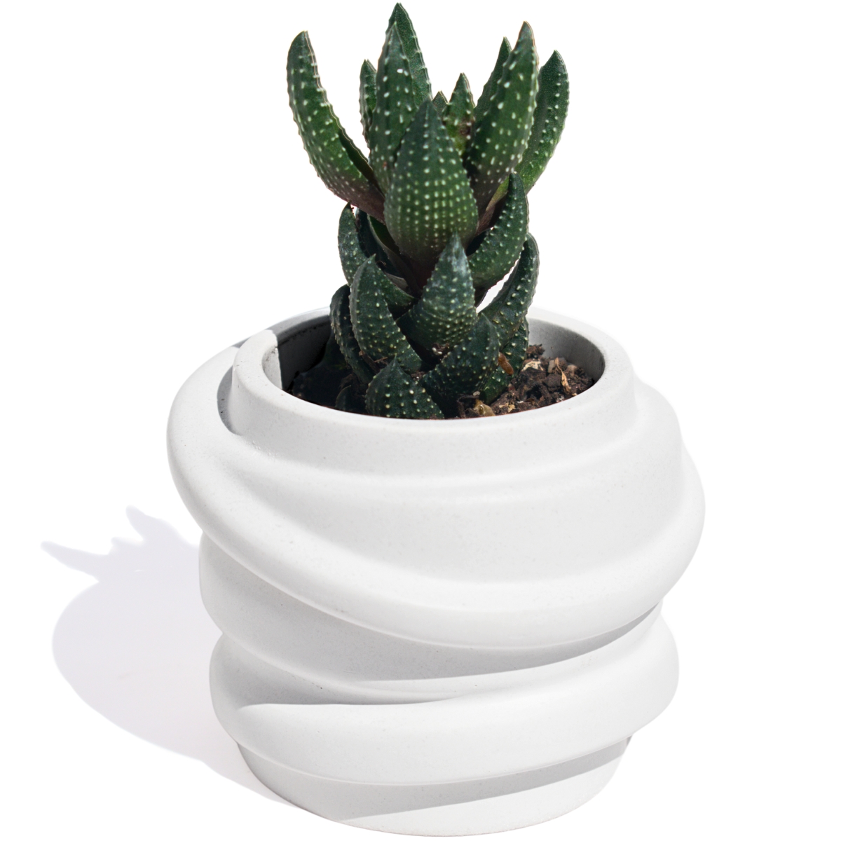 Mini Vaso Saturno Artesanal 7,5x6cm Em Resina Mineral - Branco
