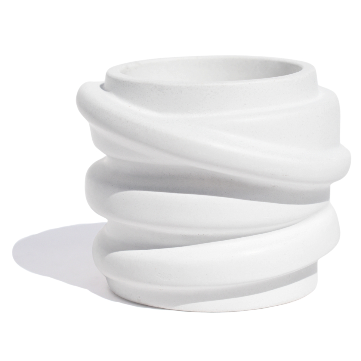 Mini Vaso Saturno Artesanal 7,5x6cm Em Resina Mineral - Branco