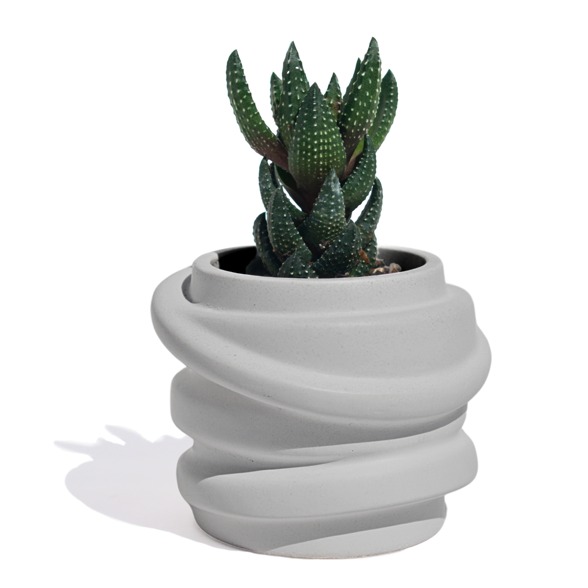 Mini Vaso Saturno Artesanal 7,5x6cm Em Resina Mineral - Cinza