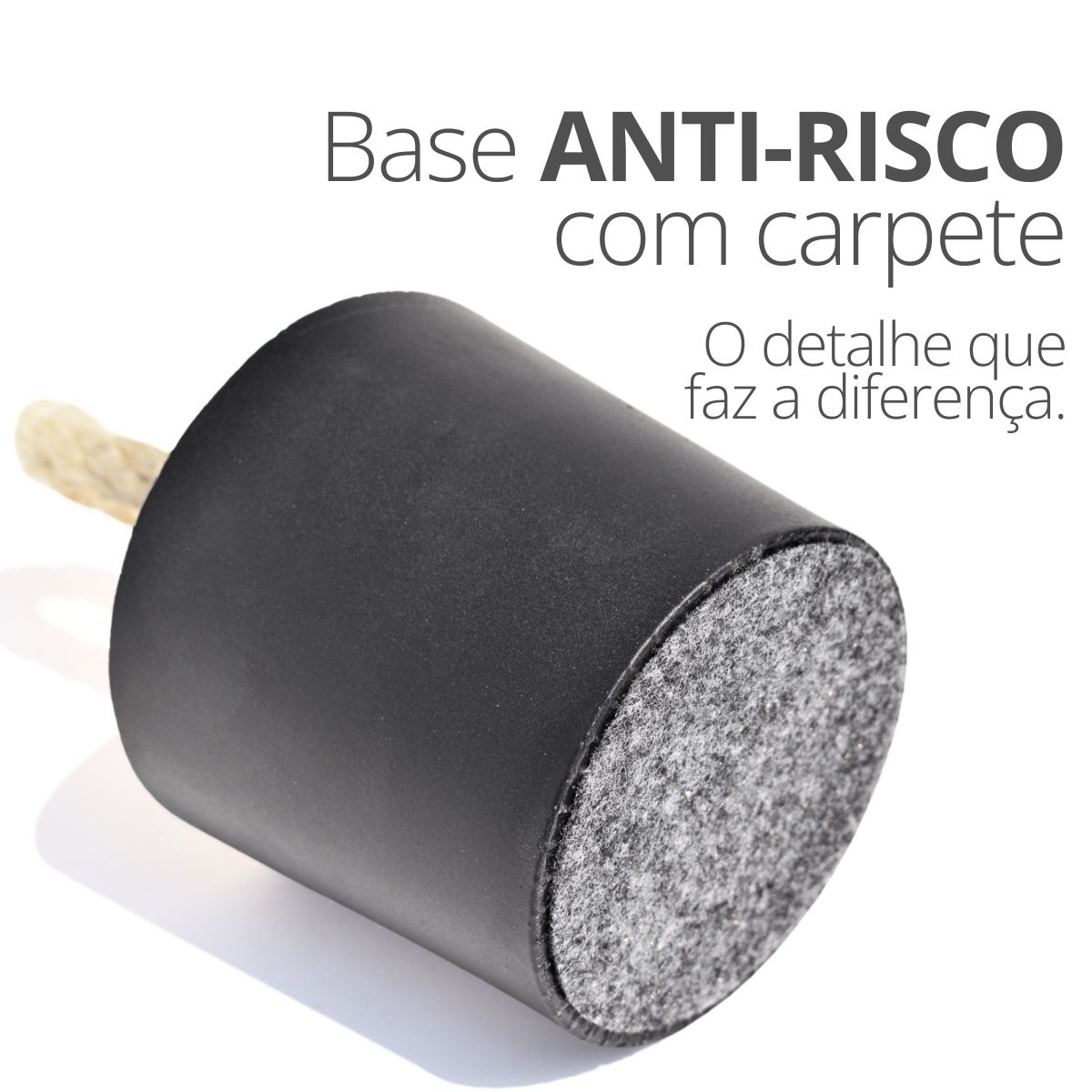 Peso de Porta Artesanal 1,3Kg Concreto com Base Anti Risco - Preto Fosco