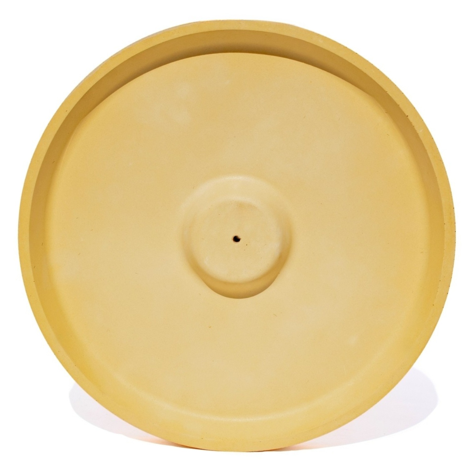 Porta Incenso Artesanal Redondo Liso 15cm em Cimento - Amarelo
