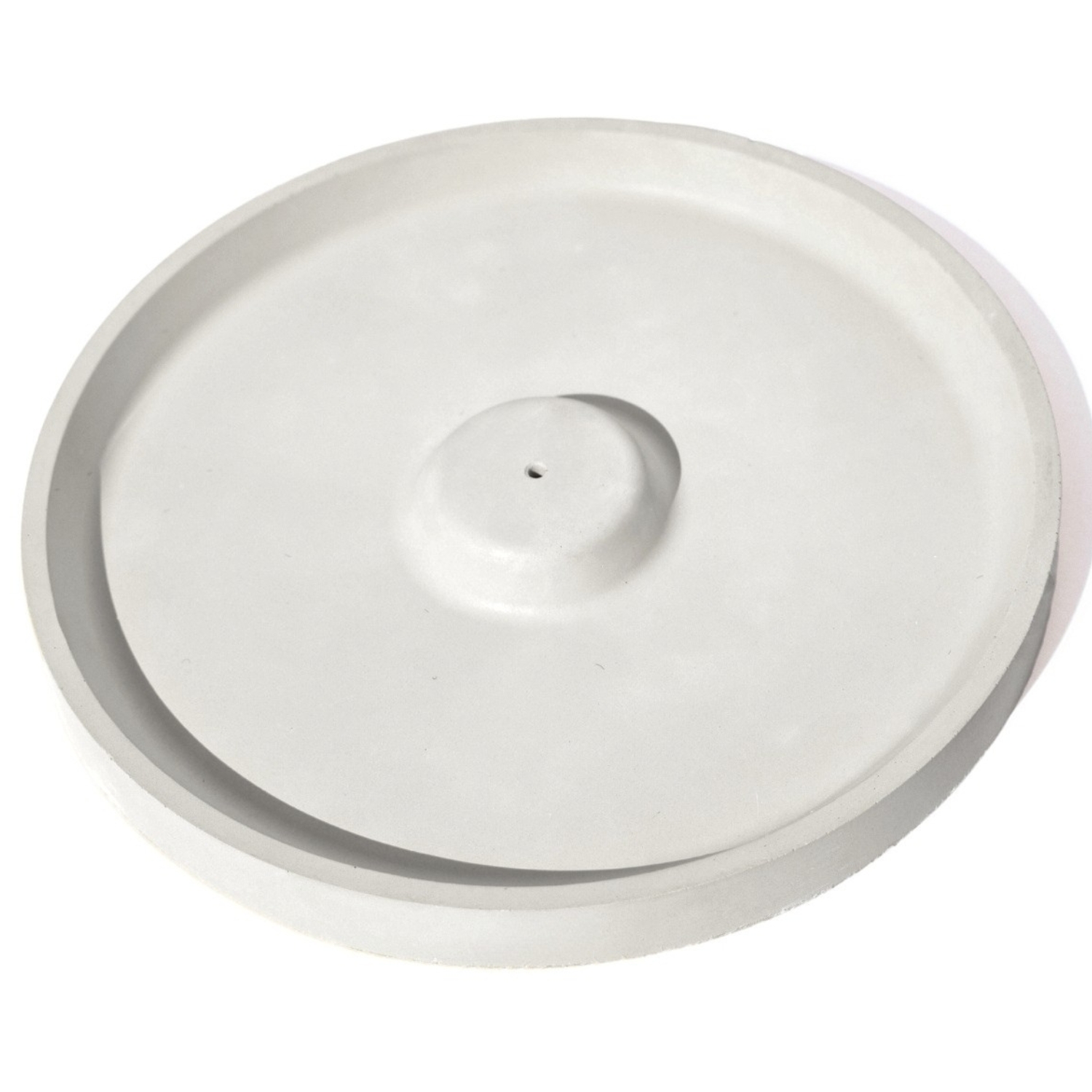 Porta Incenso Artesanal Redondo Liso 15cm em Cimento - Branco