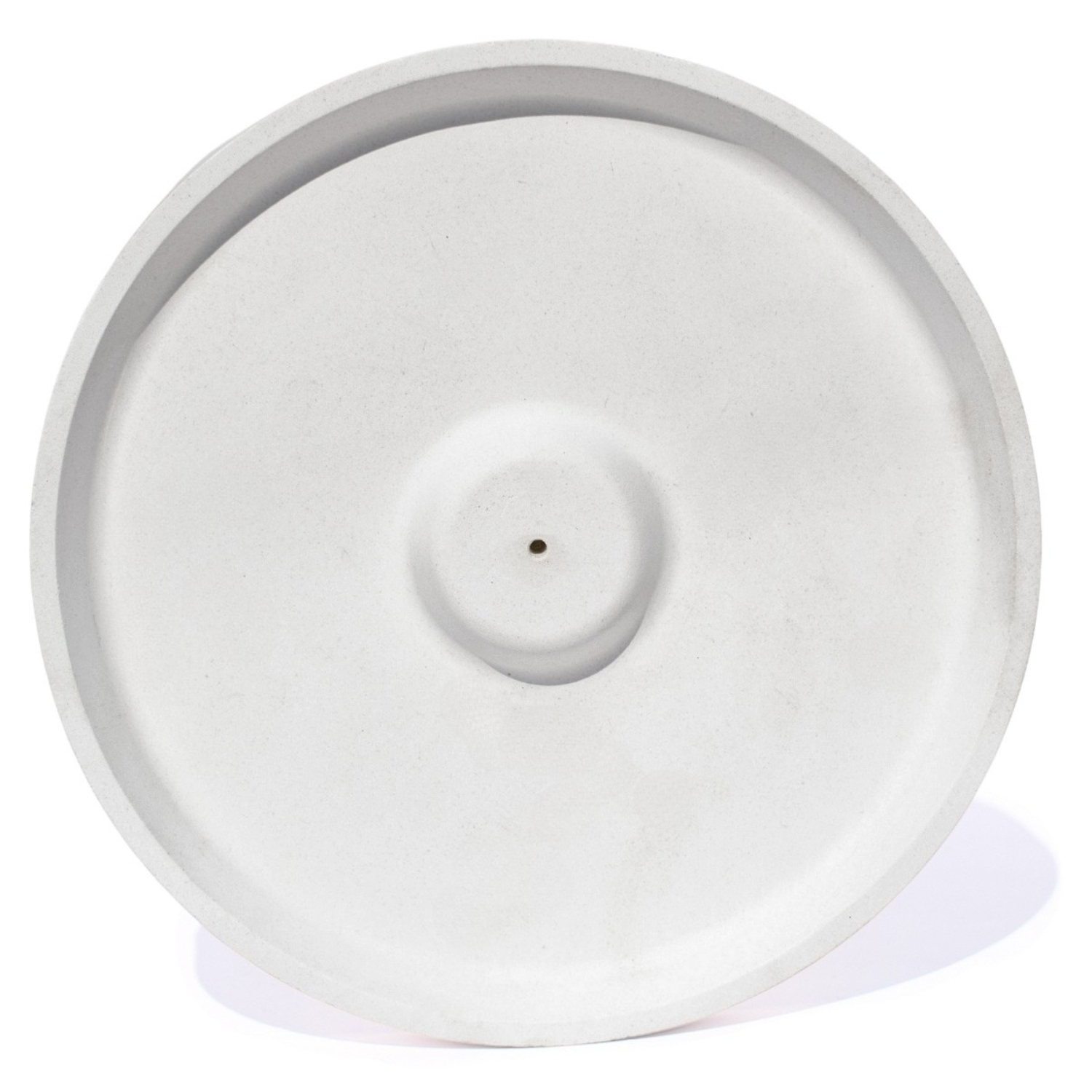 Porta Incenso Artesanal Redondo Liso 15cm em Cimento - Branco
