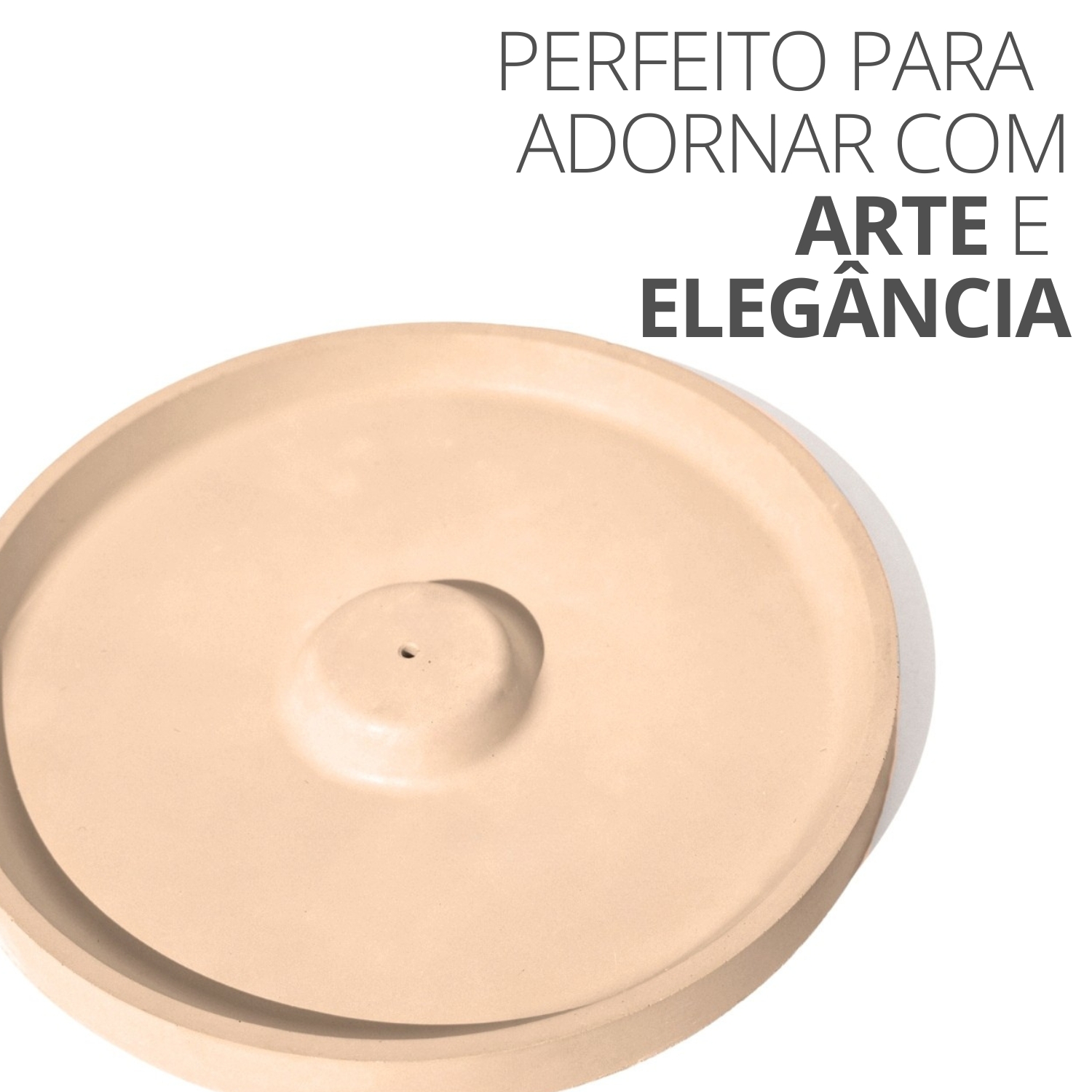 Porta Incenso Artesanal Redondo Liso 15cm em Cimento - Branco