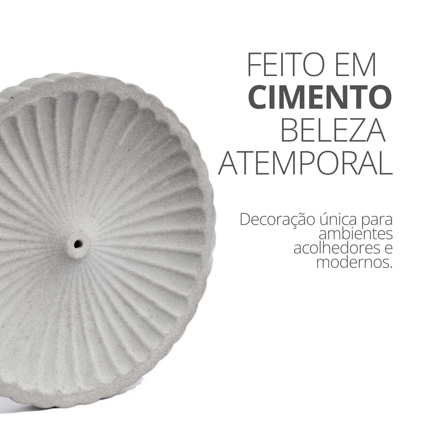 Porta Incenso Redondo Listras Artesanal 11cm Em Cimento - Cinza