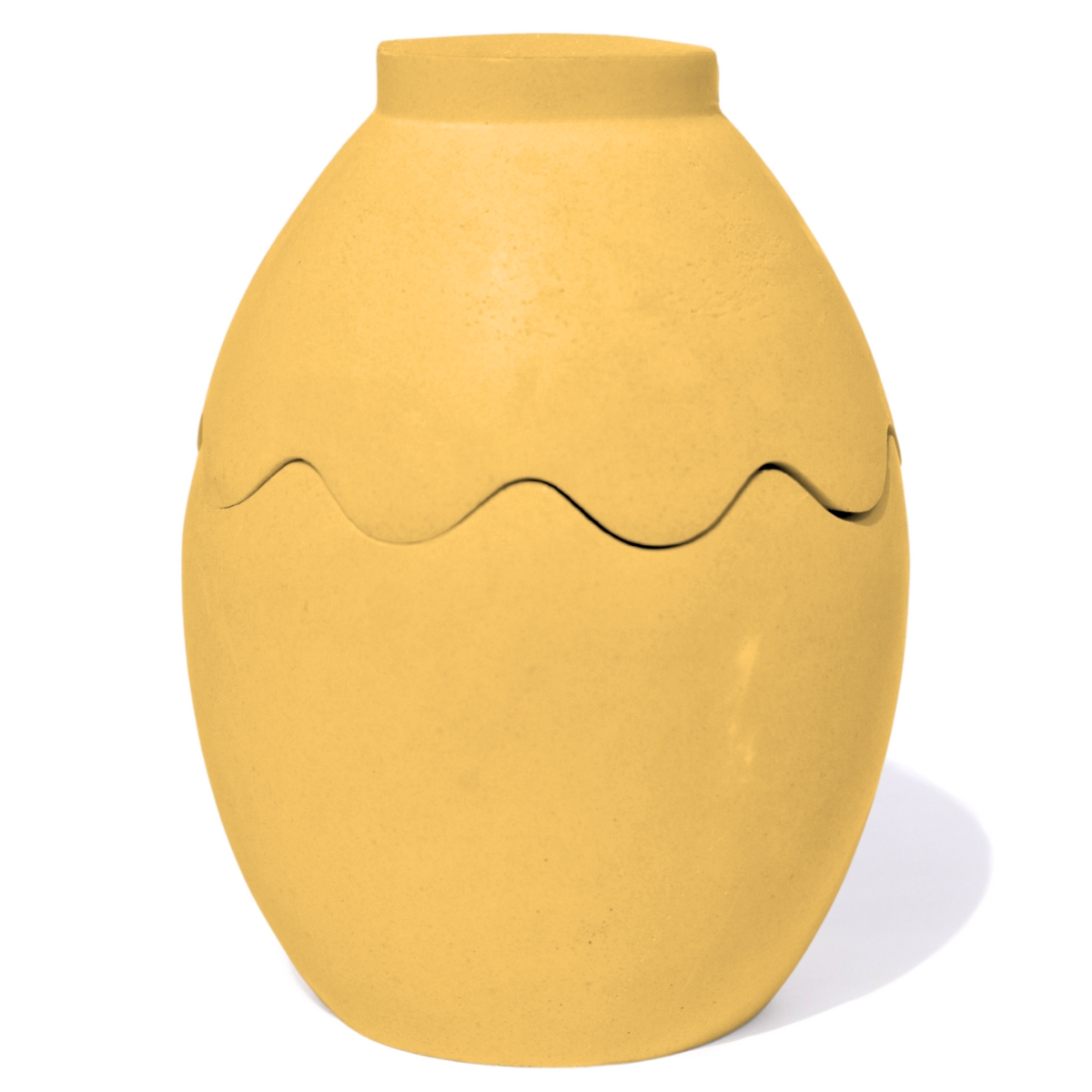 Porta Objeto Decorativo Ovo Com Tampa 9cm Cimento Artesanal - Amarelo