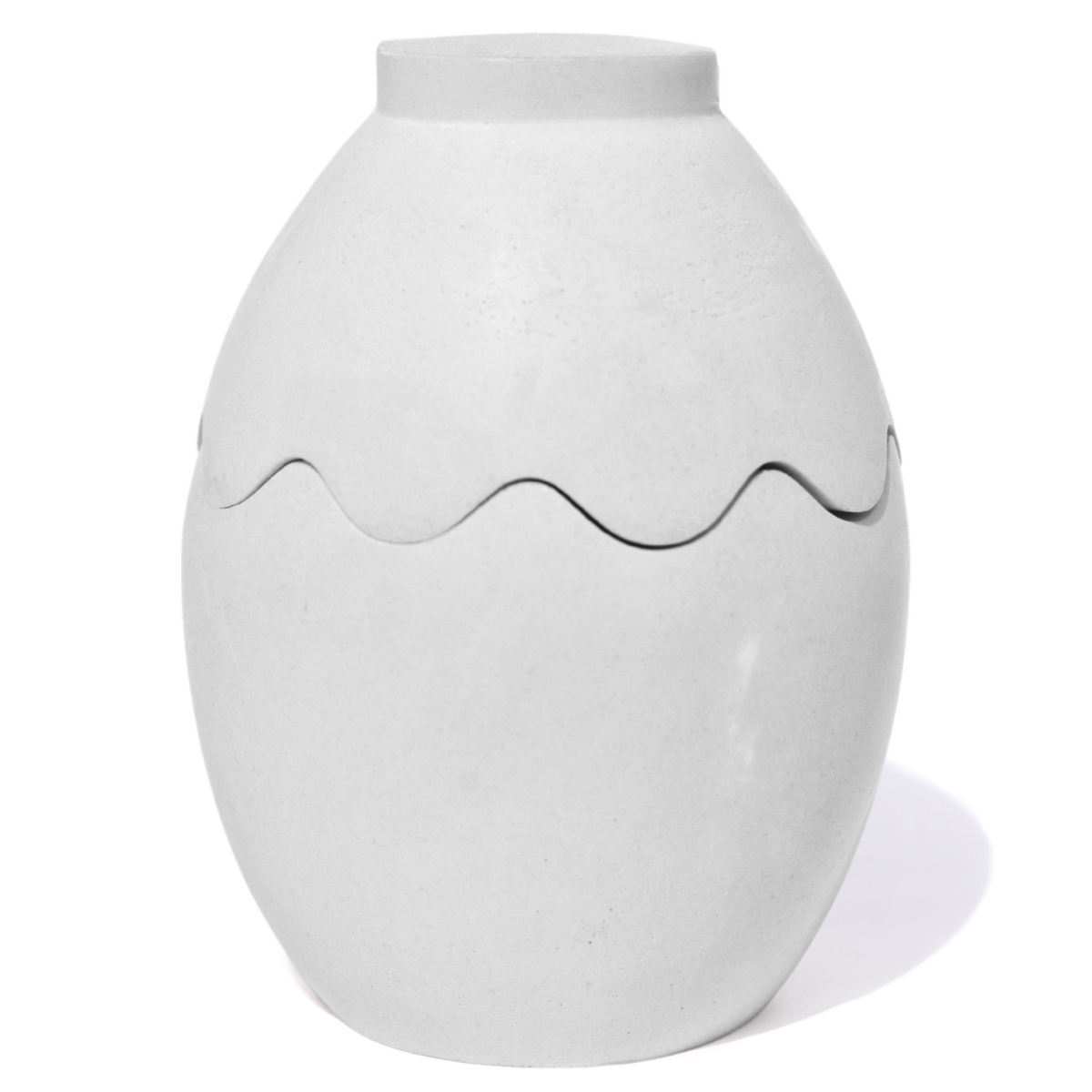 Porta Objeto Decorativo Ovo Com Tampa 9cm Cimento Artesanal - Branco