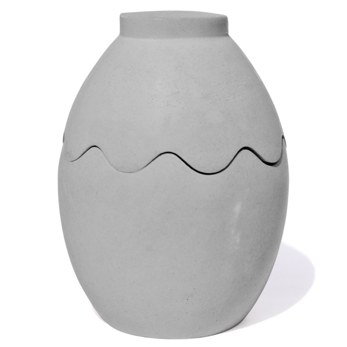 Porta Objeto Decorativo Ovo Com Tampa 9cm Cimento Artesanal - Cinza