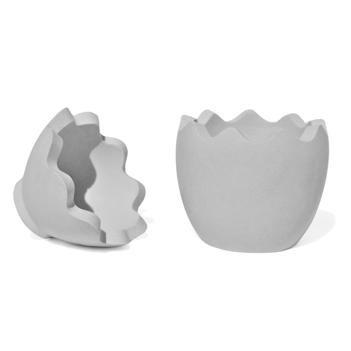 Porta Objeto Decorativo Ovo Com Tampa 9cm Cimento Artesanal - Cinza