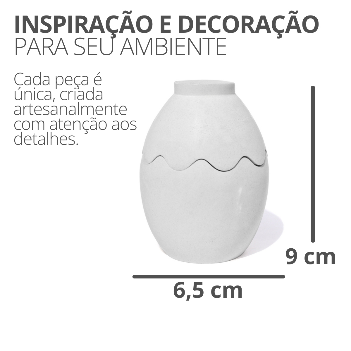 Porta Objeto Decorativo Ovo Com Tampa 9cm Cimento Artesanal - Cinza