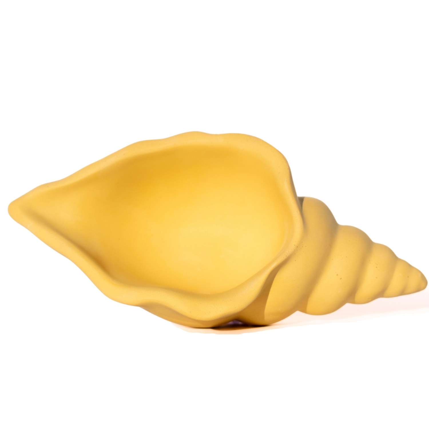 Porta Objetos Artesanal Concha Liso 13cm Em Resina Mineral - Amarelo