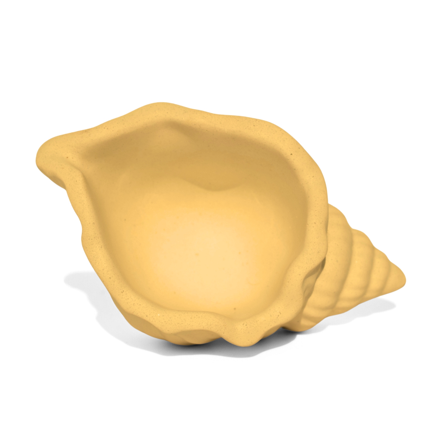 Porta Objetos Artesanal Concha Listras 11,5x7,5cm Em Resina Mineral - Amarelo