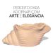 Porta Objetos Artesanal Concha Listras 11,5x7,5cm Em Resina Mineral - Amarelo