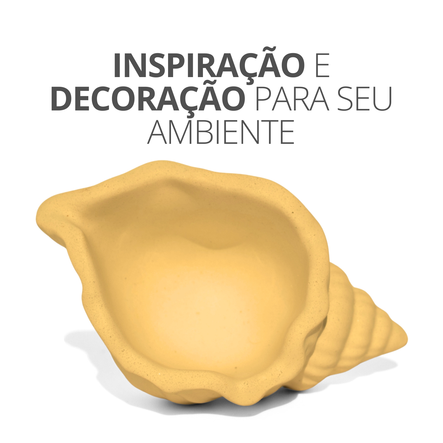 Porta Objetos Artesanal Concha Listras 11,5x7,5cm Em Resina Mineral - Amarelo