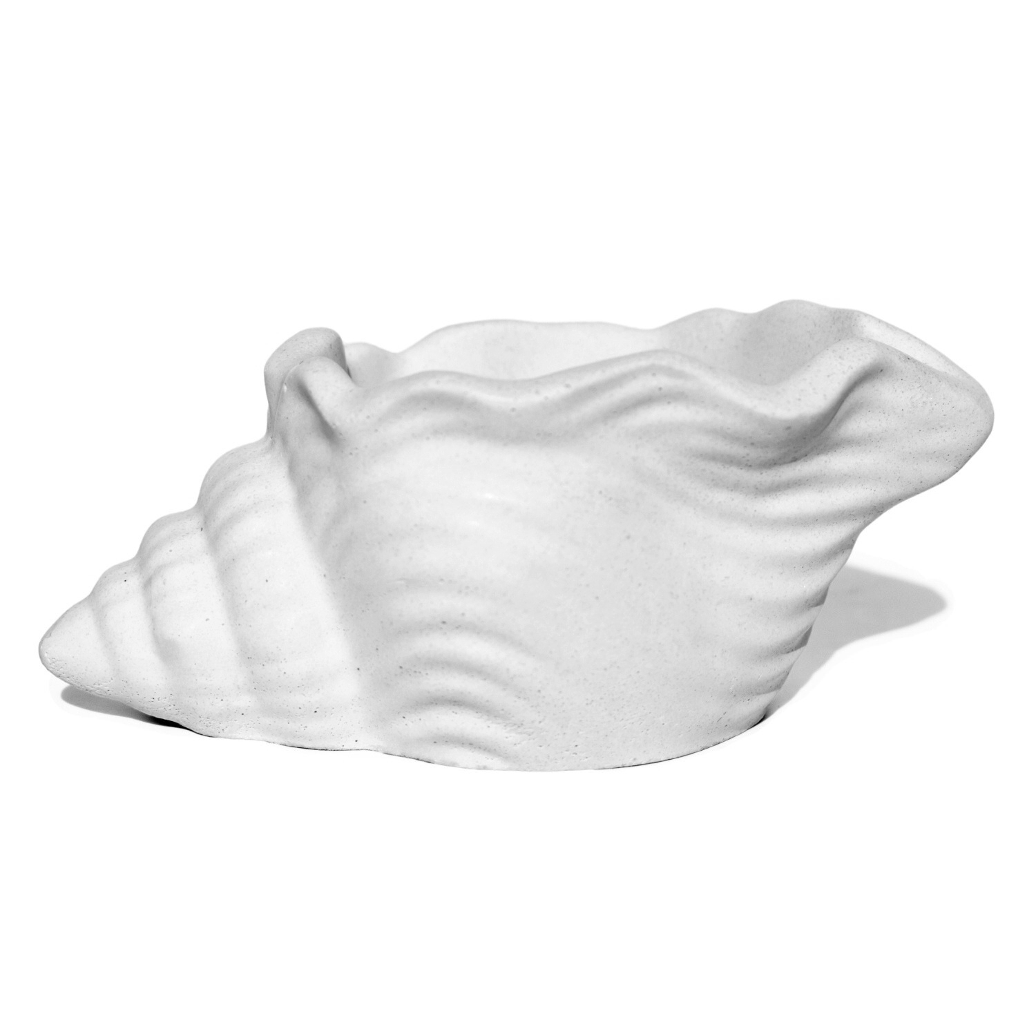 Porta Objetos Artesanal Concha Listras 11,5x7,5cm Em Resina Mineral - Branco