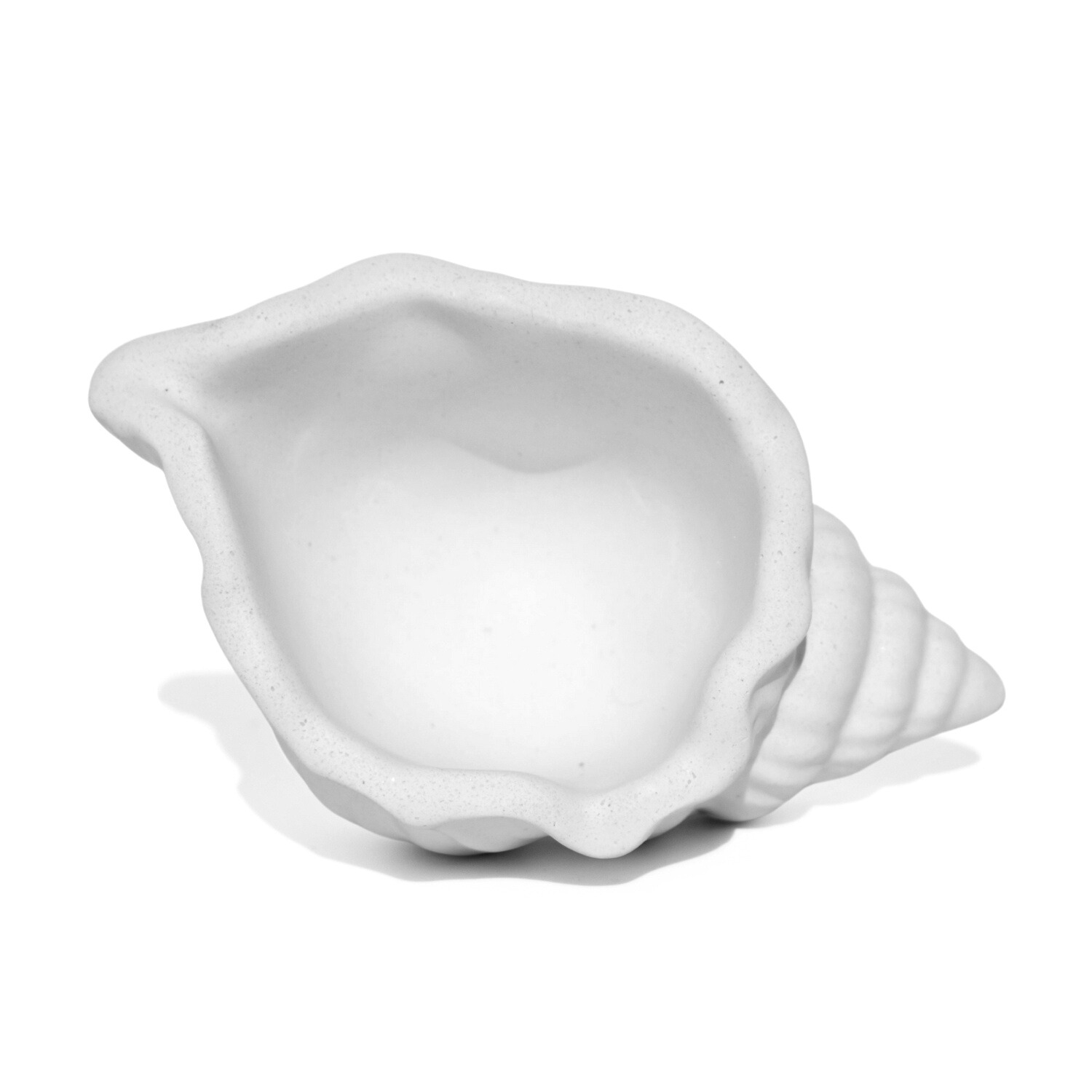 Porta Objetos Artesanal Concha Listras 11,5x7,5cm Em Resina Mineral - Branco