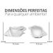 Porta Objetos Artesanal Concha Listras 11,5x7,5cm Em Resina Mineral - Branco