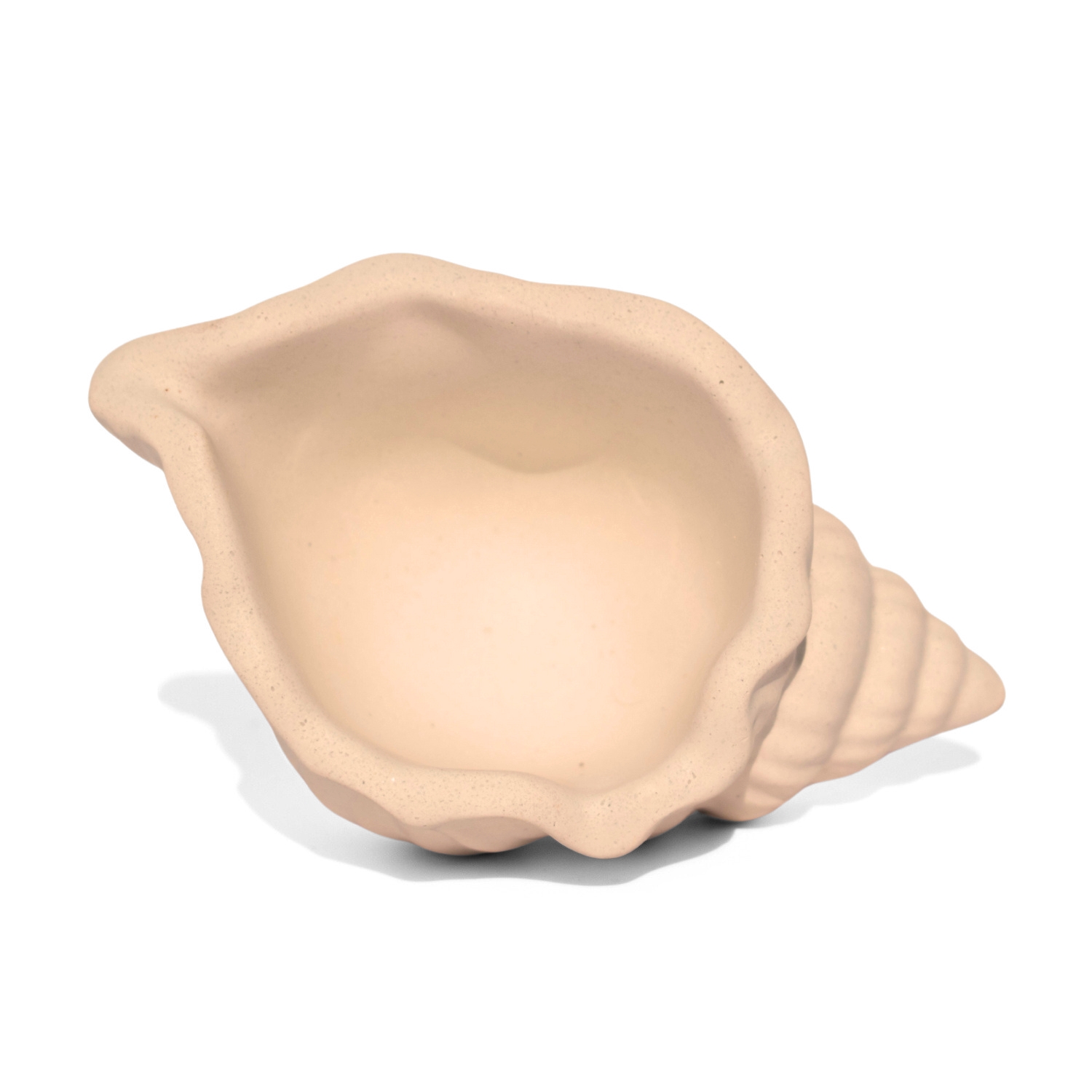 Porta Objetos Artesanal Concha Listras 11,5x7,5cm Em Resina Mineral - Palha