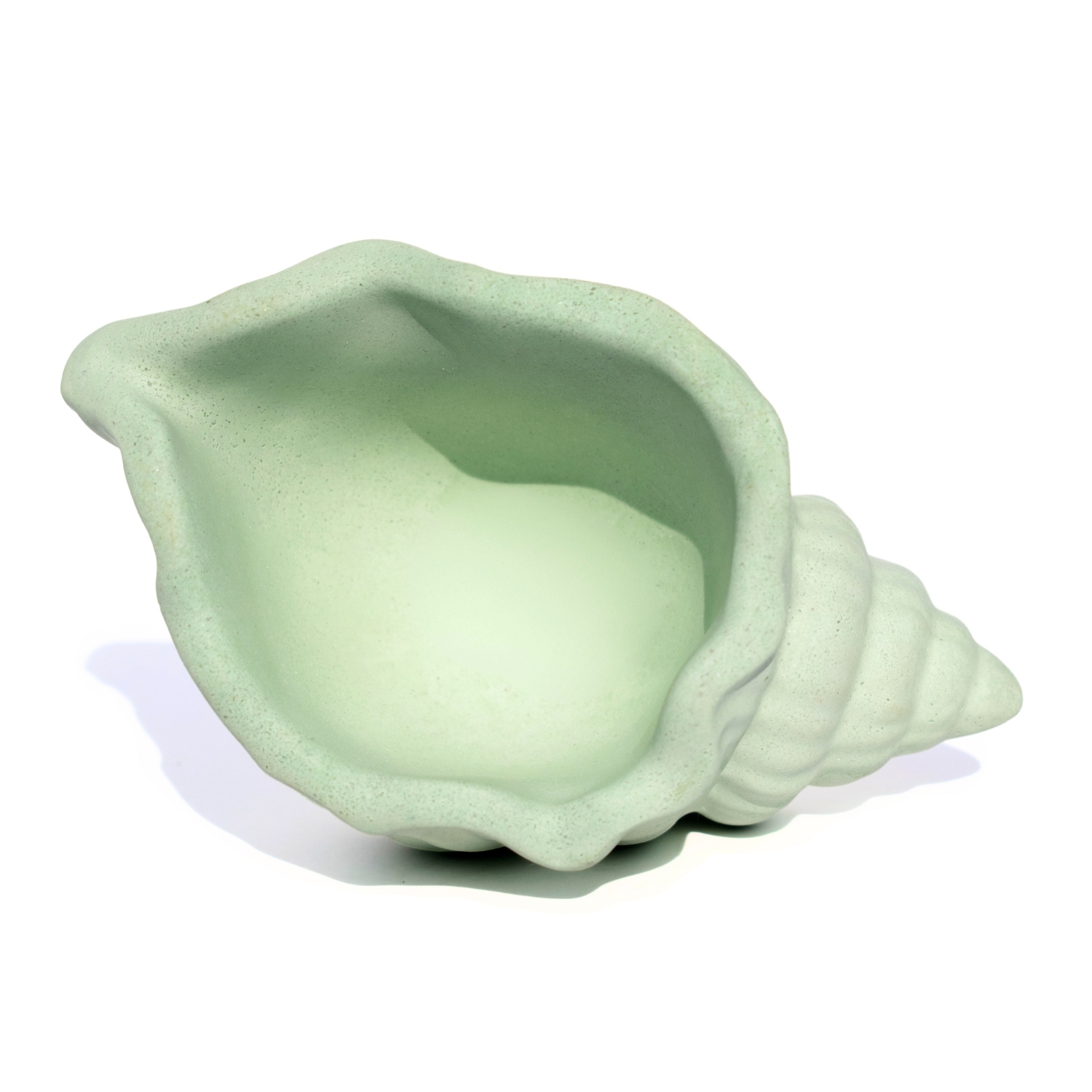 Porta Objetos Artesanal Concha Listras 11,5x7,5cm Em Resina Mineral - Verde
