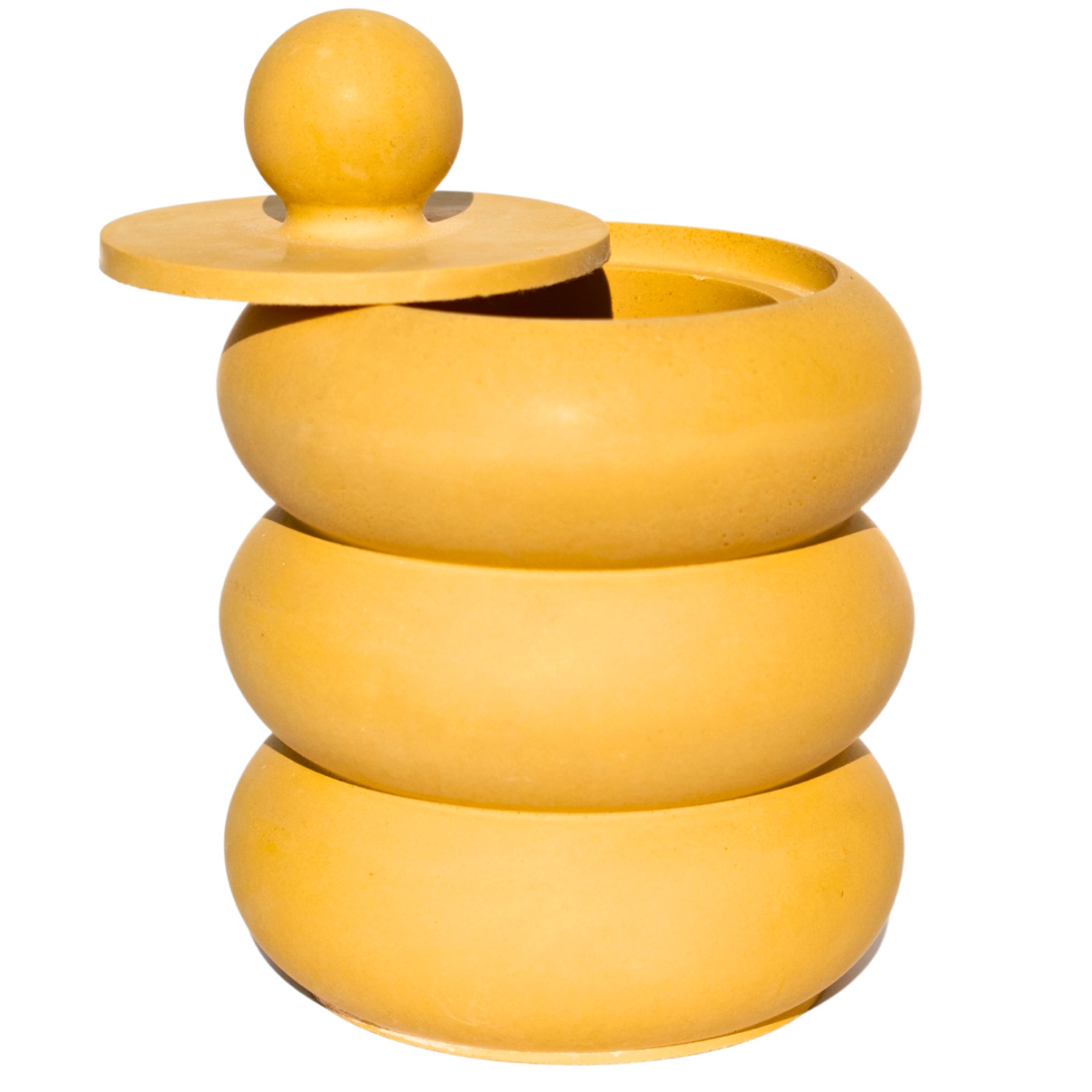 Porta Objetos Artesanal Mel Anéis 12x8cm Em Resina Mineral - Amarelo