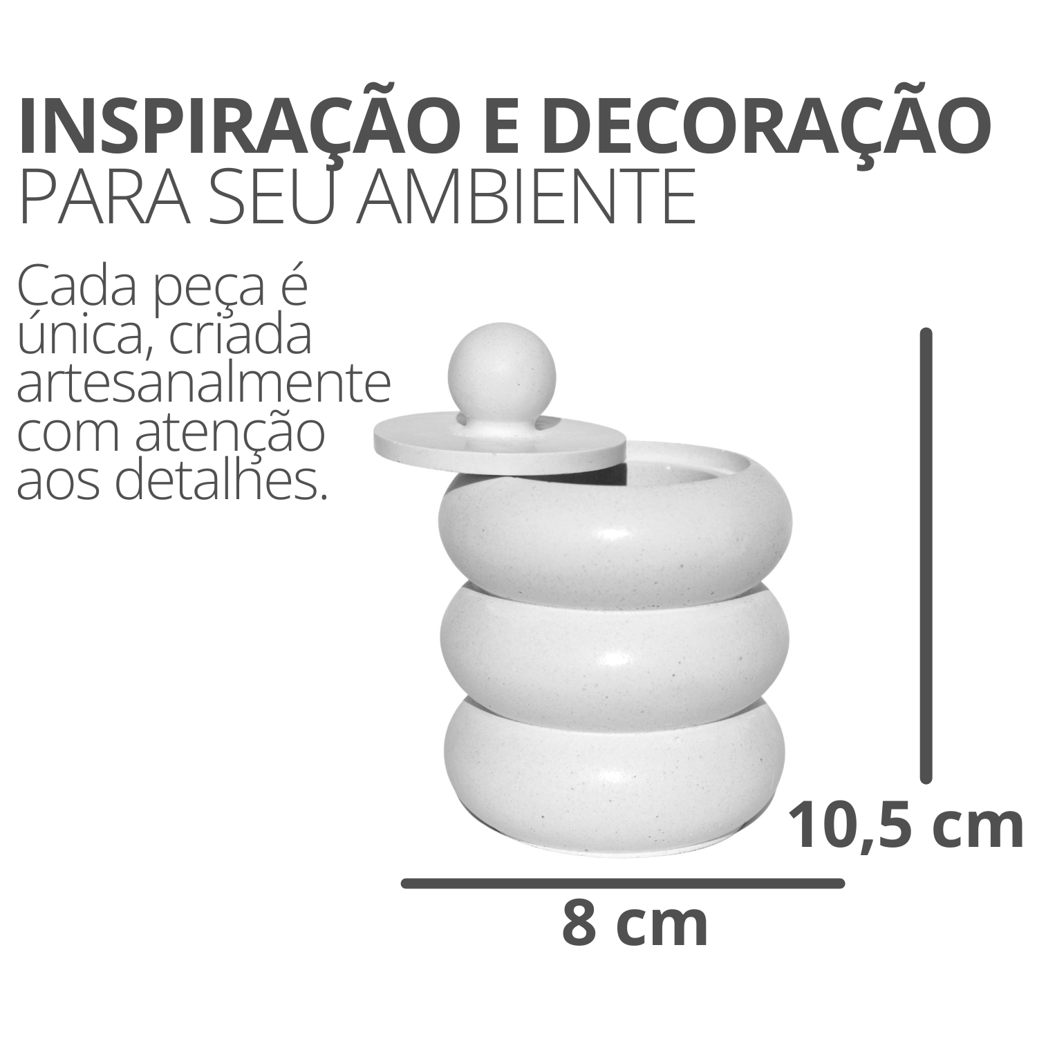 Porta Objetos Artesanal Mel Anéis 12x8cm Em Resina Mineral - Branco