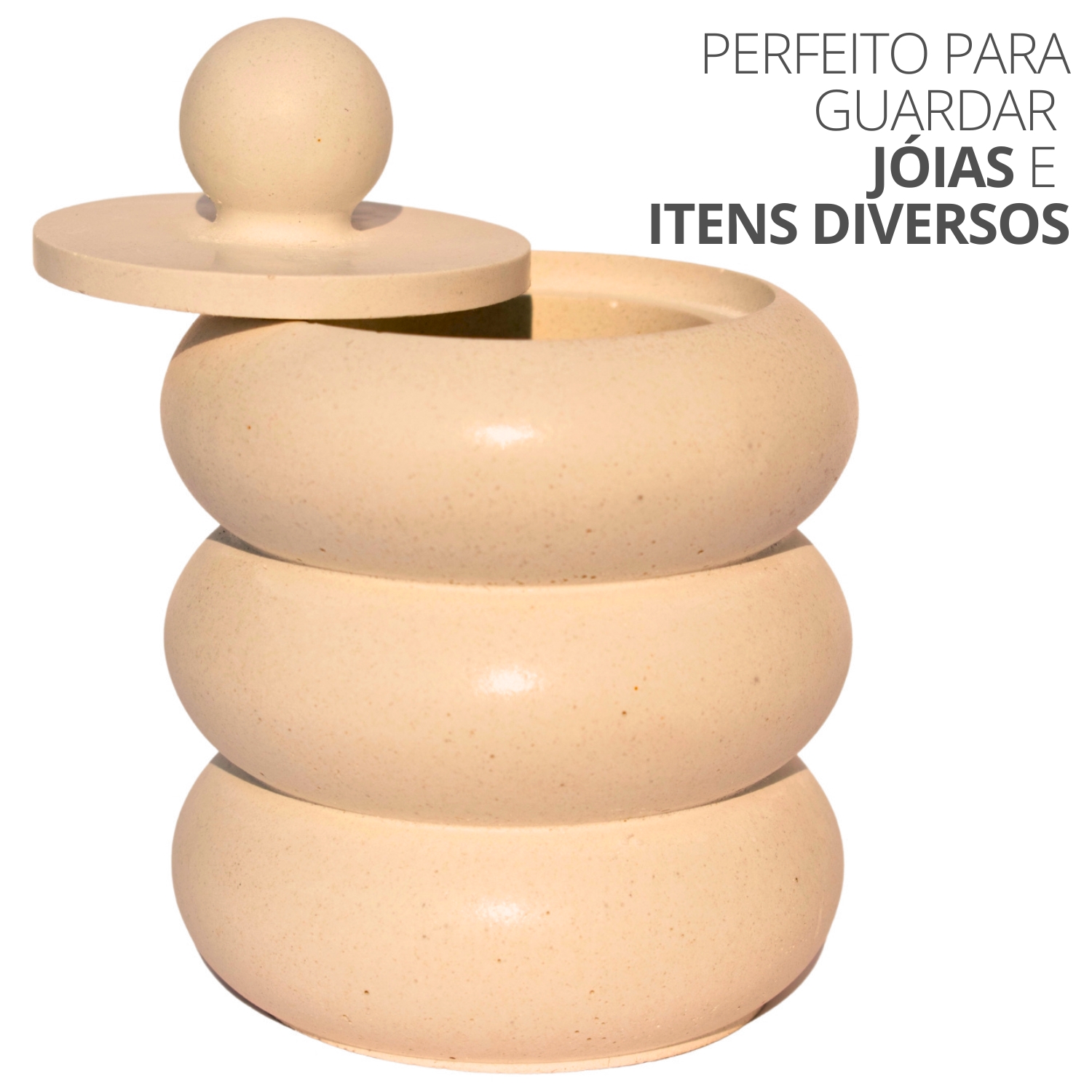Porta Objetos Artesanal Mel Anéis 12x8cm Em Resina Mineral - Palha