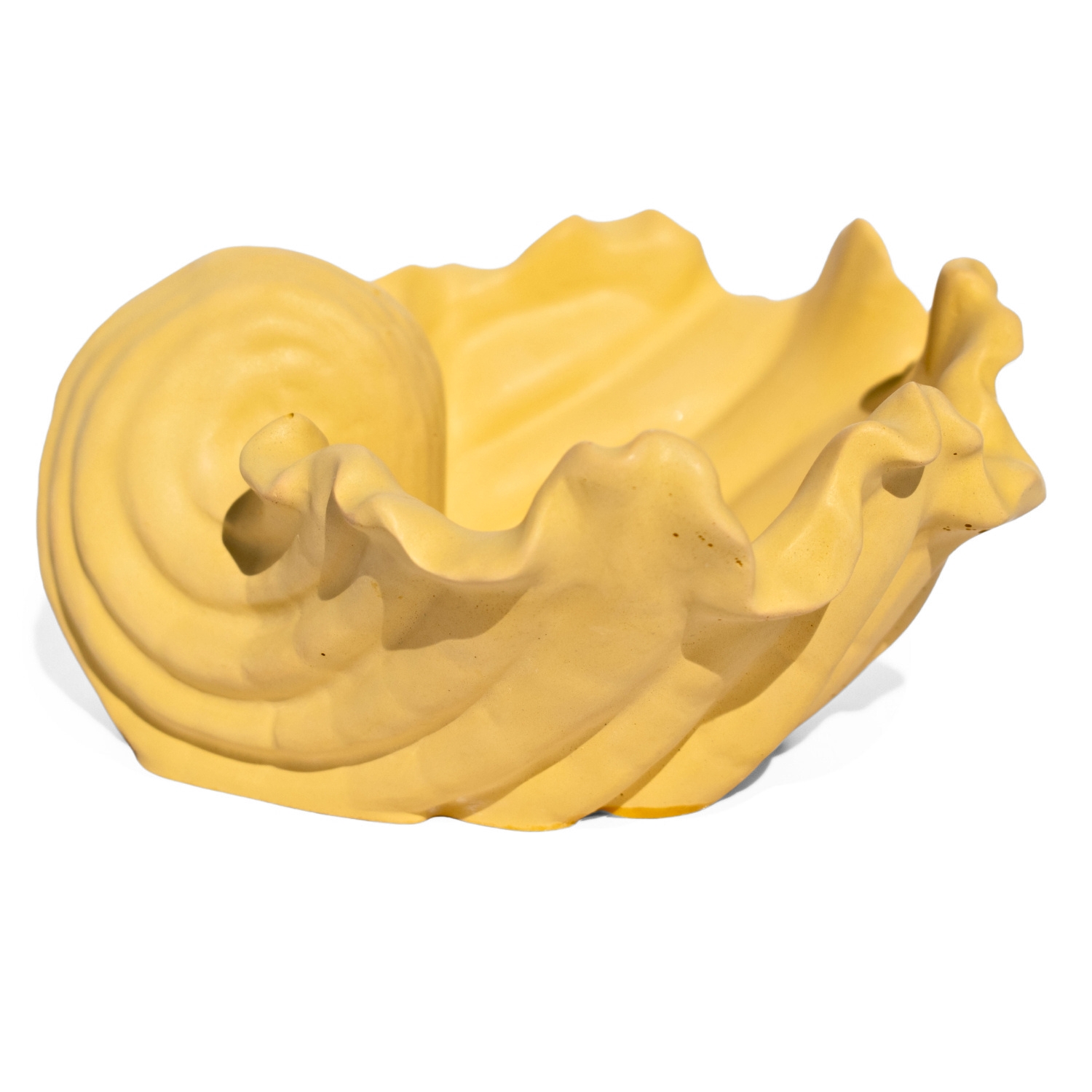 Porta Objetos Concha Pérola Grande Artesanal 13,5x6,5x13cm Em Resina Mineral - Amarelo