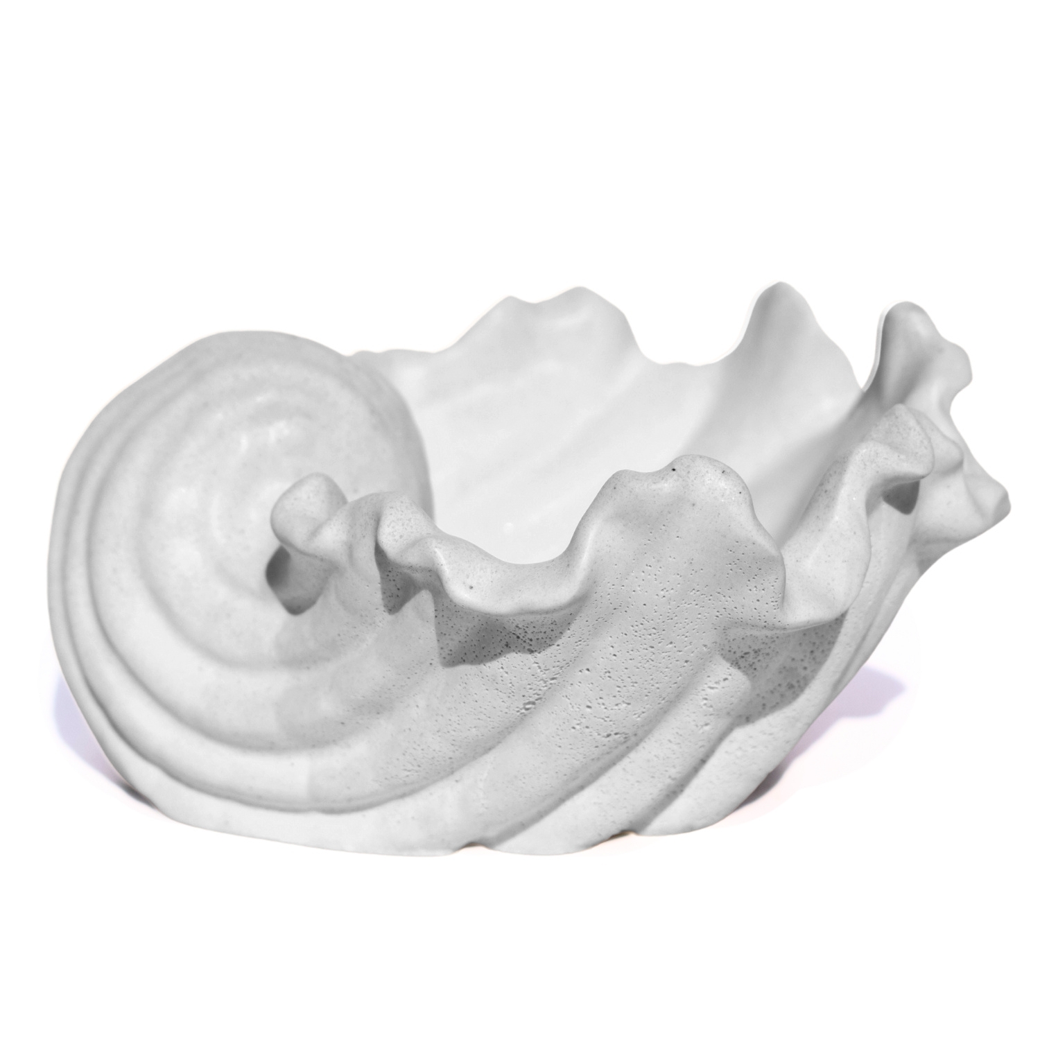 Porta Objetos Concha Pérola Grande Artesanal 13,5x6,5x13cm Em Resina Mineral - Branco