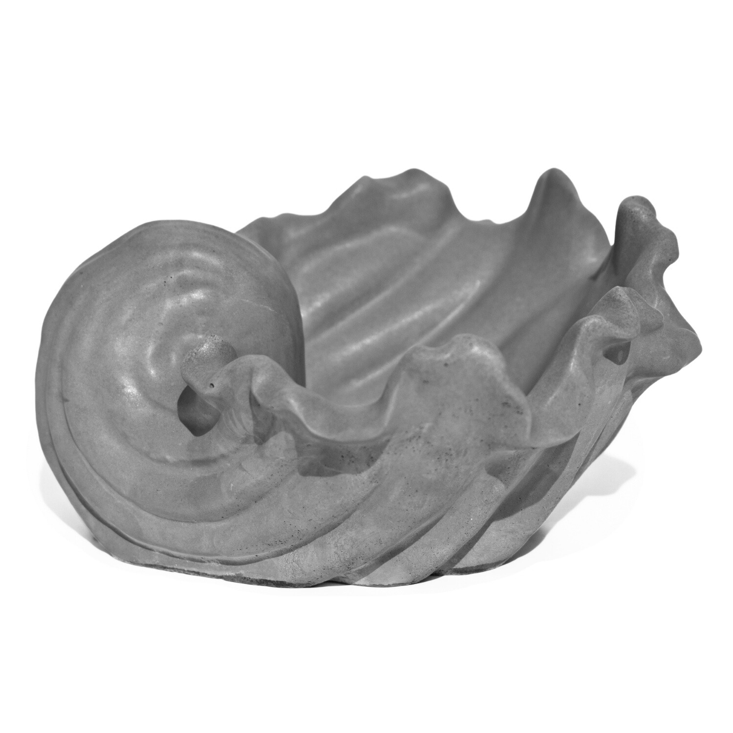 Porta Objetos Concha Pérola Grande Artesanal 13,5x6,5x13cm Em Resina Mineral - Cinza