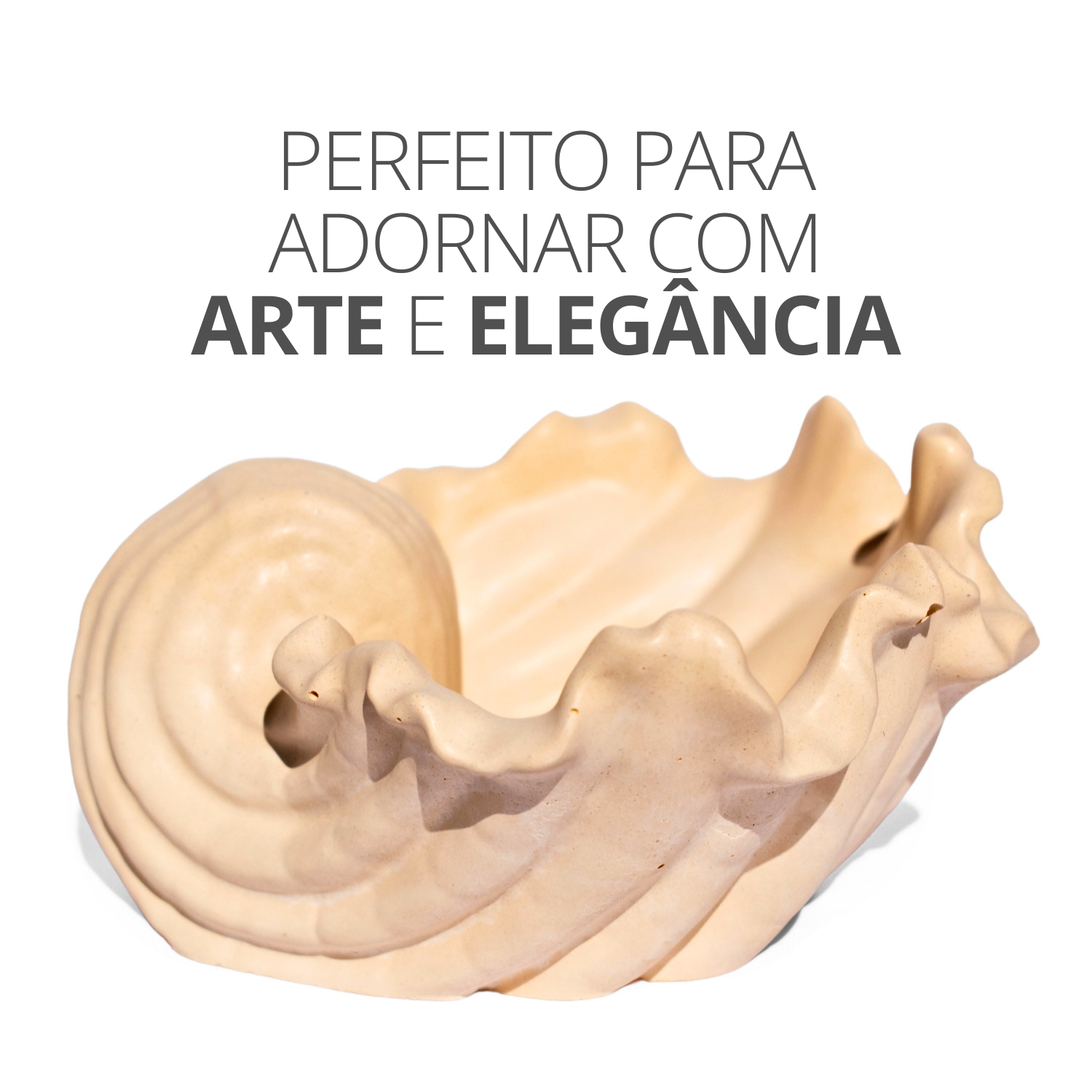 Porta Objetos Concha Pérola Grande Artesanal 13,5x6,5x13cm Em Resina Mineral - Cinza