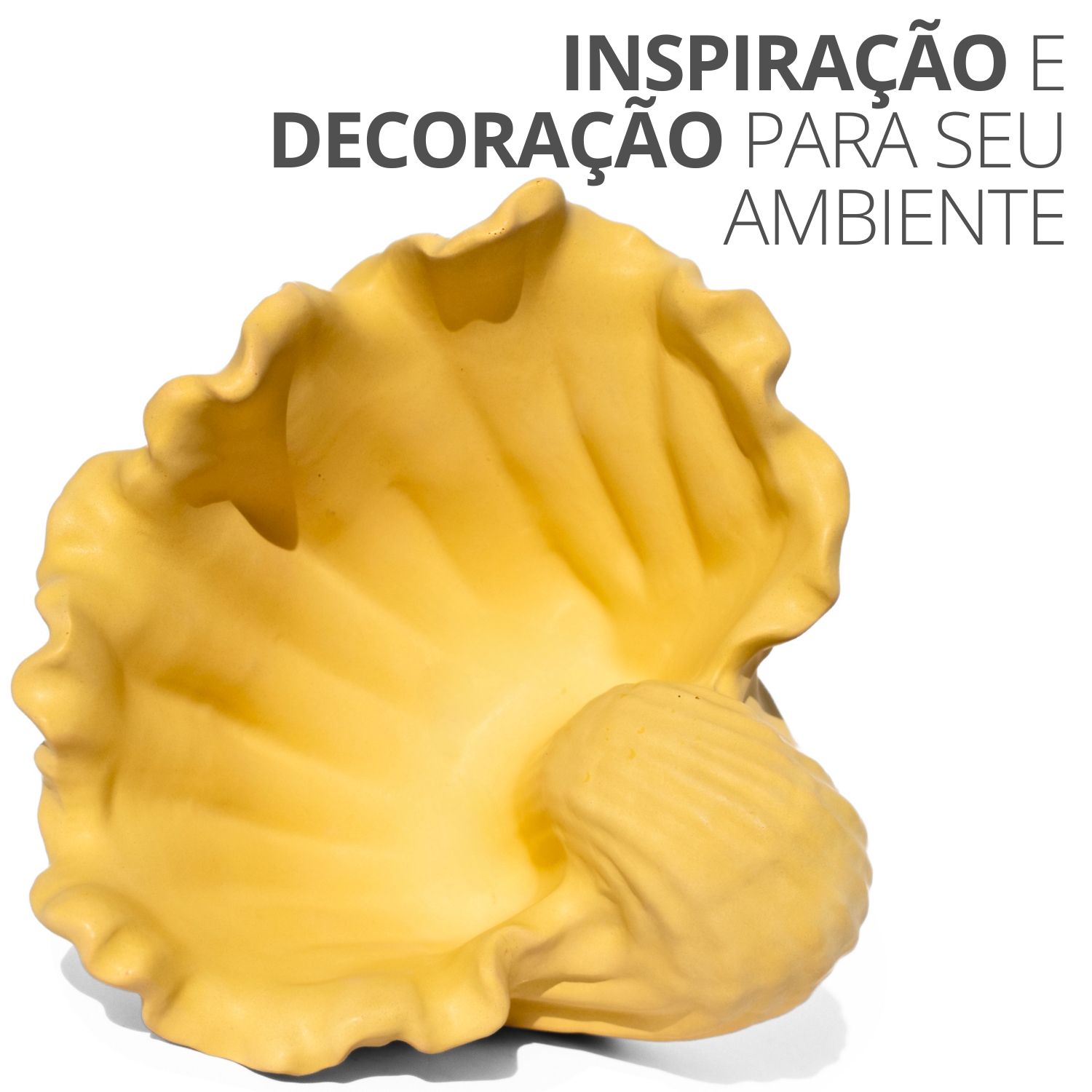 Porta Objetos Concha Pérola Grande Artesanal 13,5x6,5x13cm Em Resina Mineral - Cinza