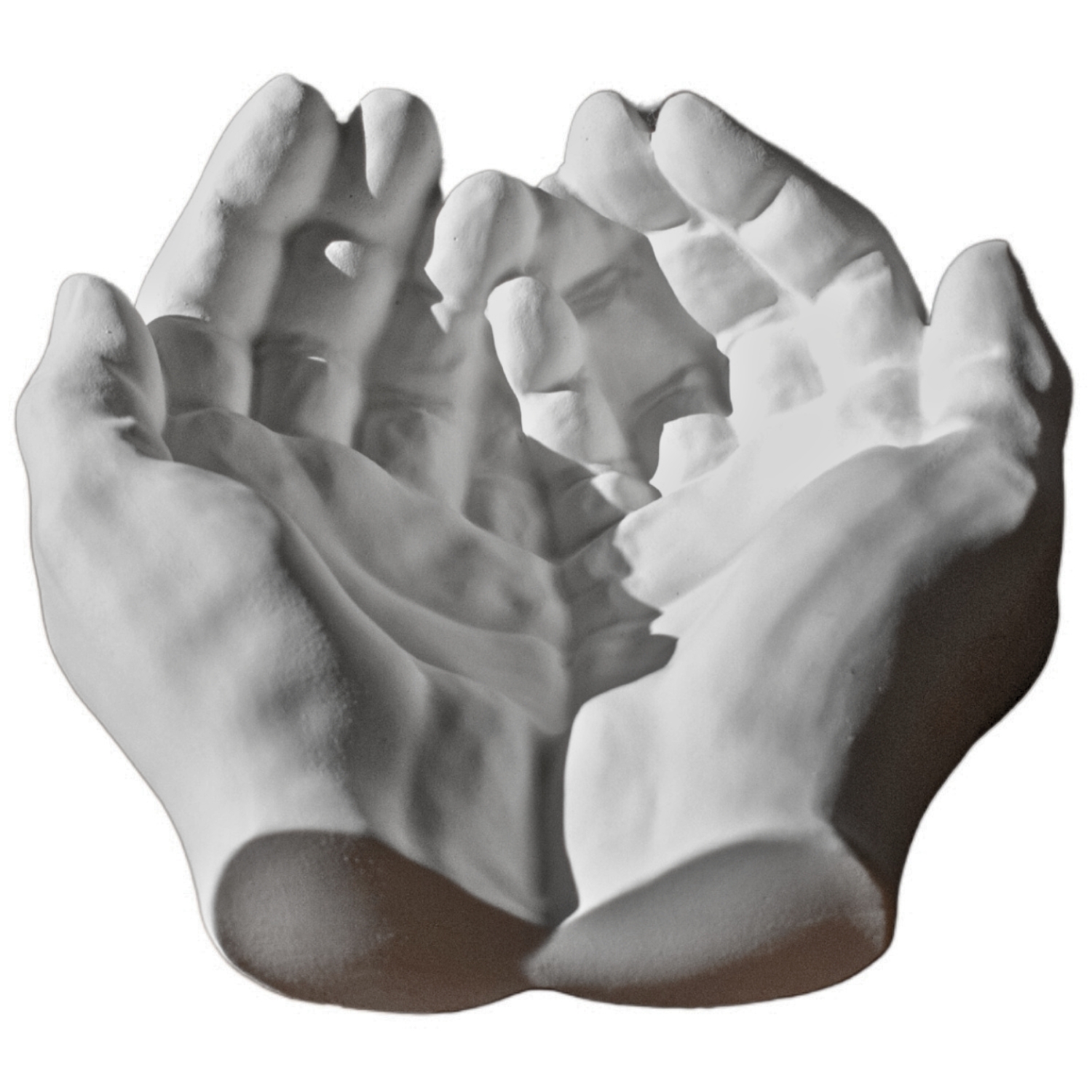 Porta Objetos Decorativo Mãos 15,5cm em Cimento Artesanal - Cinza