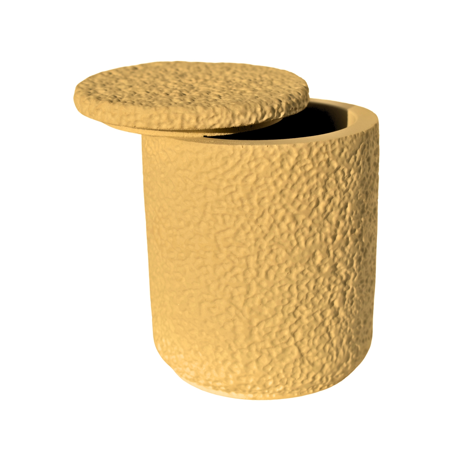 Pote Texturizado Clássico 11cm em Cimento Artesanal - Amarelo