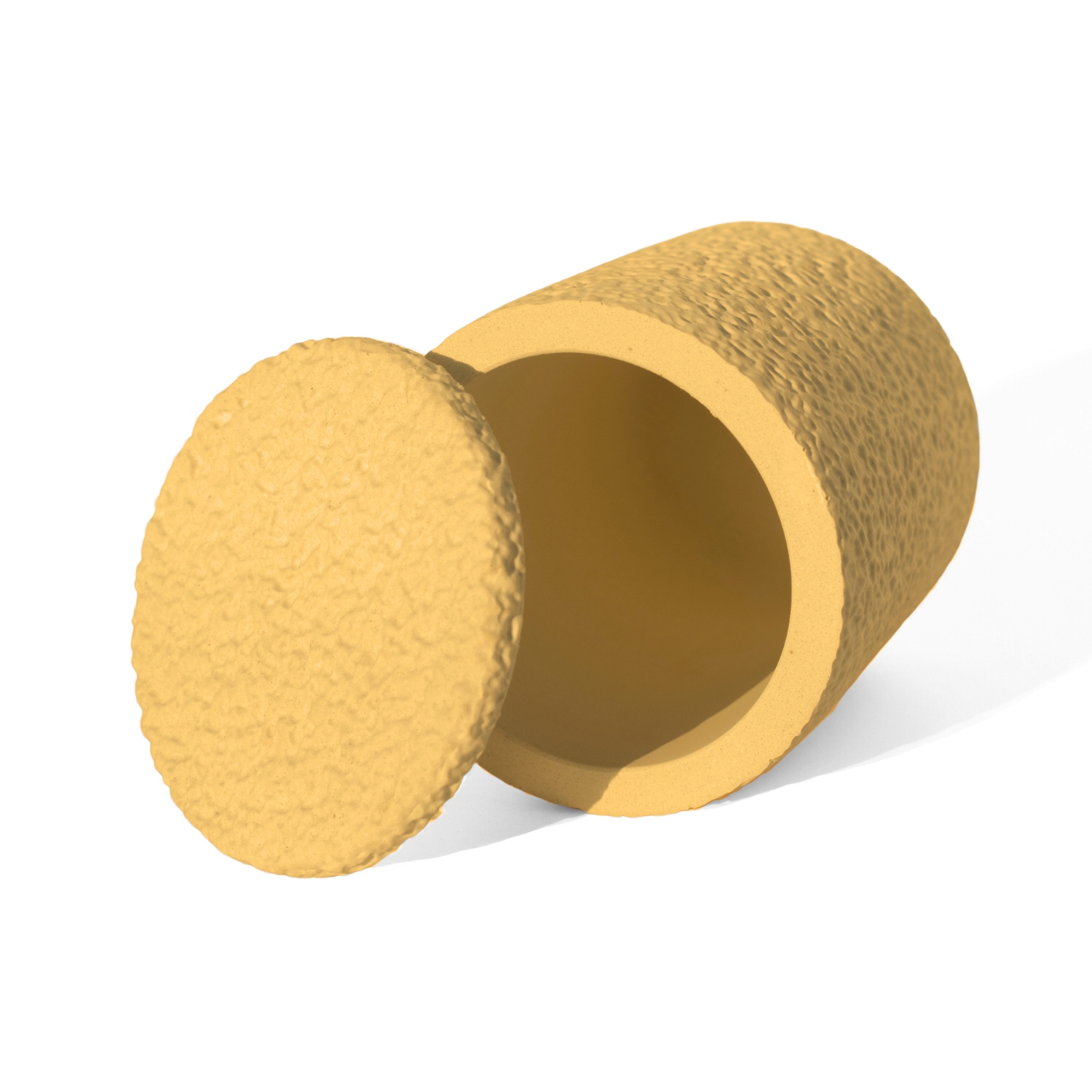 Pote Texturizado Clássico 11cm em Cimento Artesanal - Amarelo