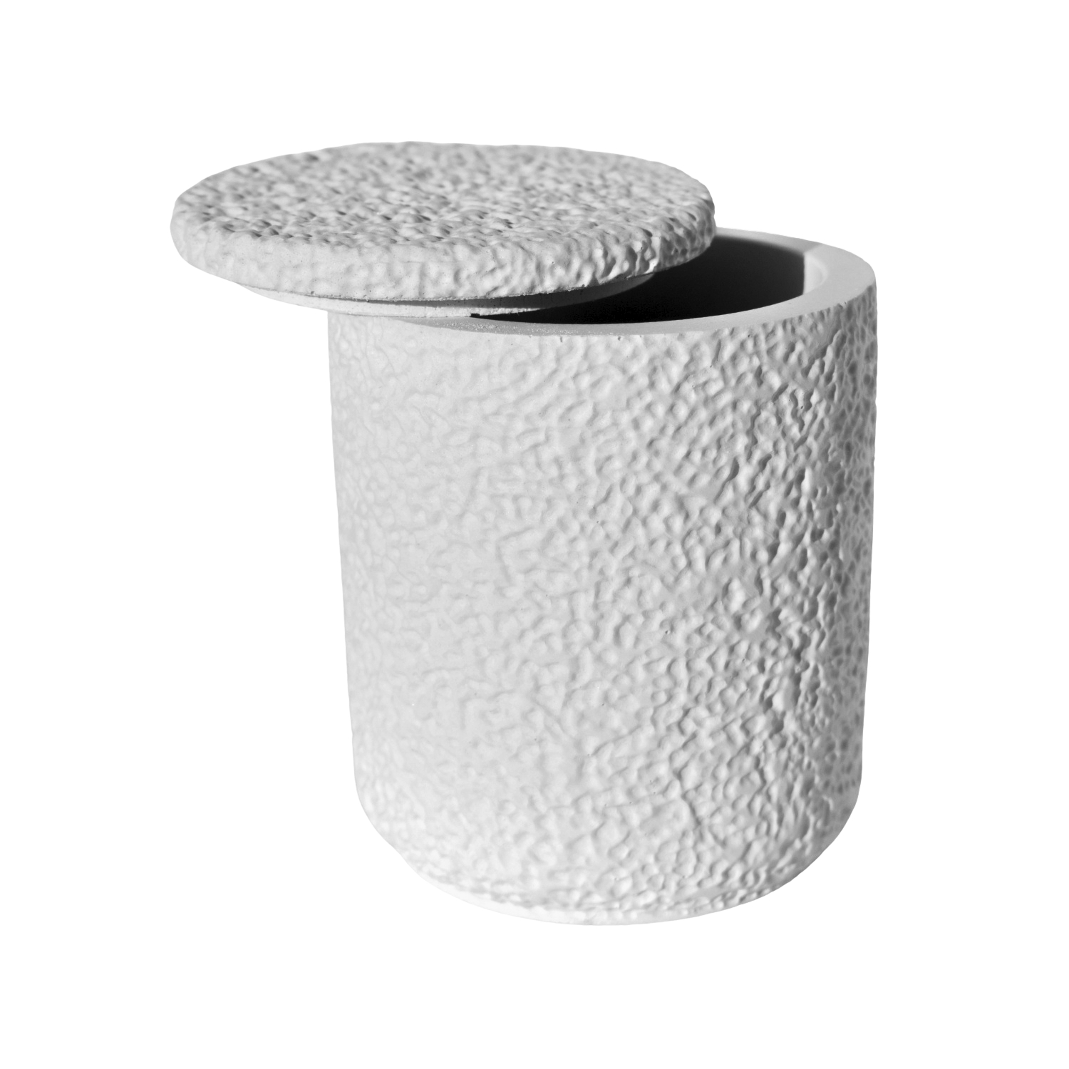 Pote Texturizado Clássico 11cm em Cimento Artesanal - Branco