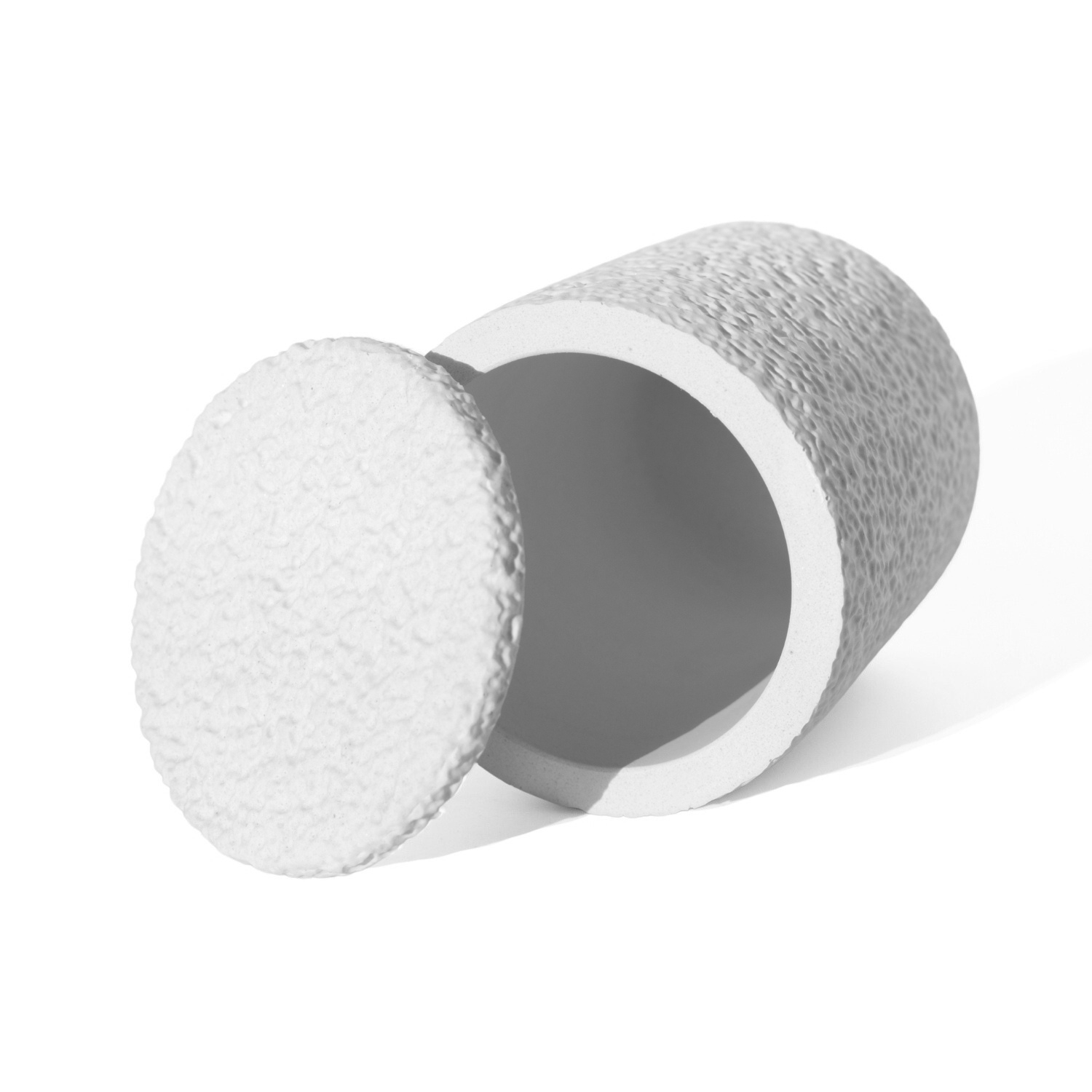 Pote Texturizado Clássico 11cm em Cimento Artesanal - Branco