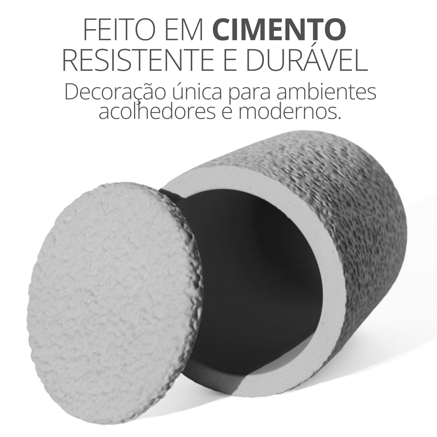 Pote Texturizado Clássico 11cm em Cimento Artesanal - Branco
