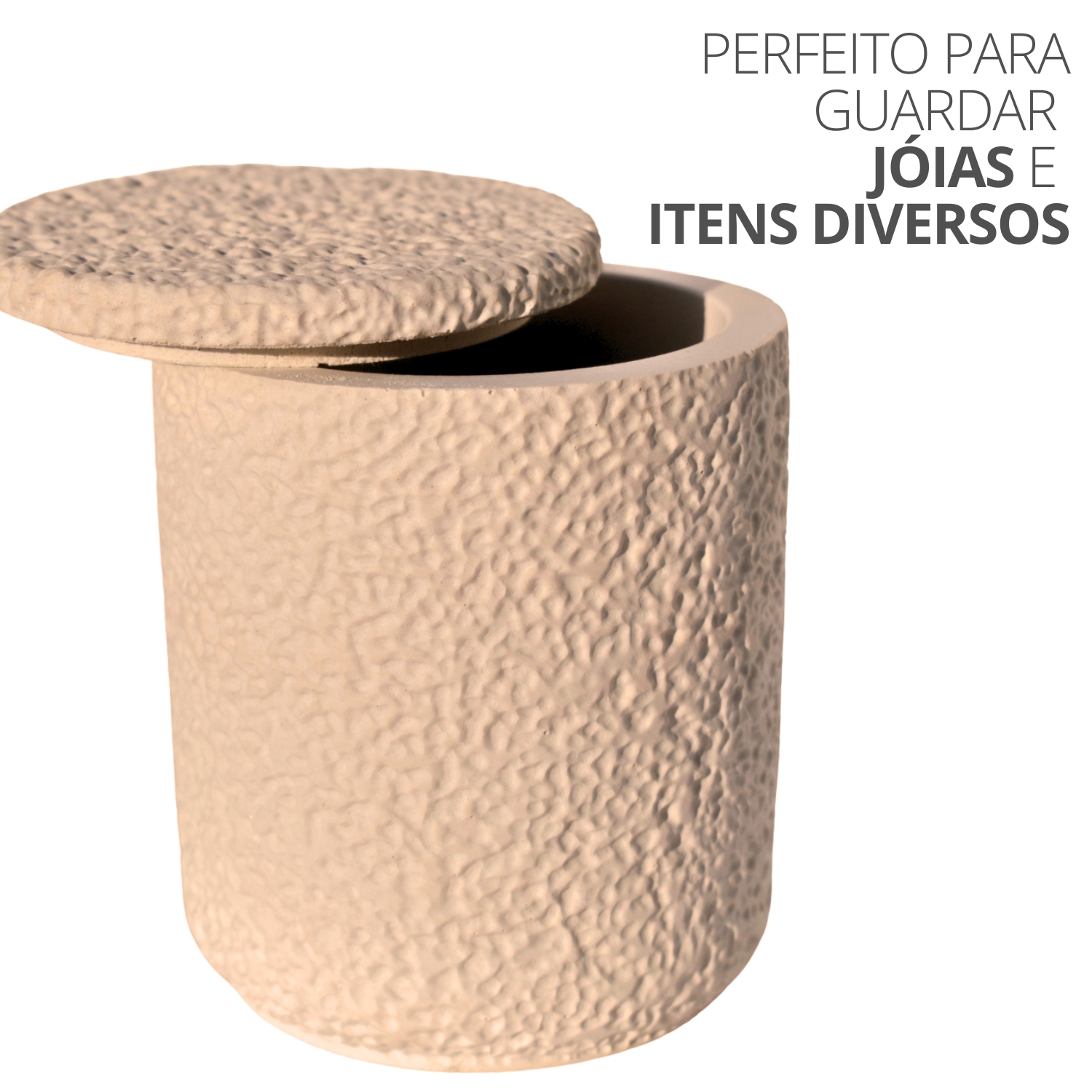 Pote Texturizado Clássico 11cm em Cimento Artesanal - Branco
