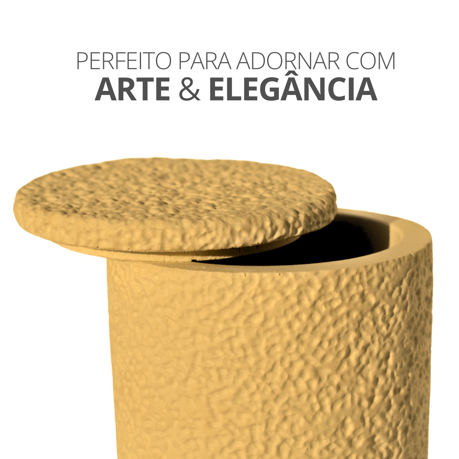 Pote Texturizado Clássico 11cm em Cimento Artesanal - Branco