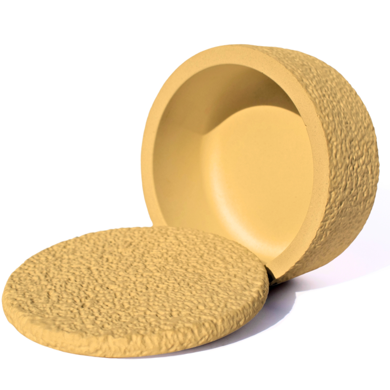 Pote Texturizado Clássico Baixo 12cm em Cimento Artesanal - Amarelo